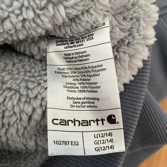 Carhartt Blue/Grey Fleeced Lined Zip-up Hoodie Jr Size Large (unisex) - Picture 3 of 10